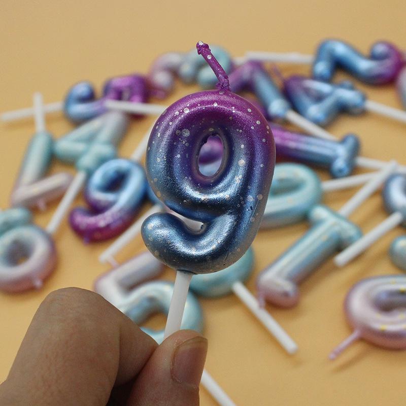New Milky Way Starry Sky Gradient Numbers 0-9 Candles Creative Romantic Party Fantasy Gradient Candles