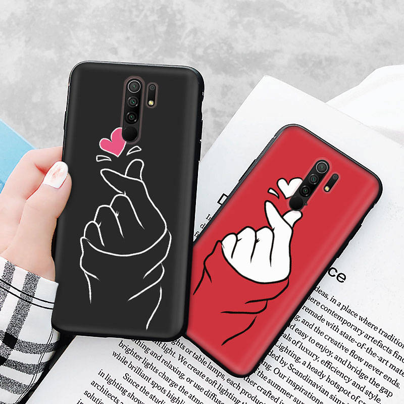 Black Case for Xiaomi Redmi 13C Note 9 iPhone XR 7 8 14 15 11 12 13 X XS Pro Max Samsung A25 S23 S24 FE Ultra Plus Finger Love