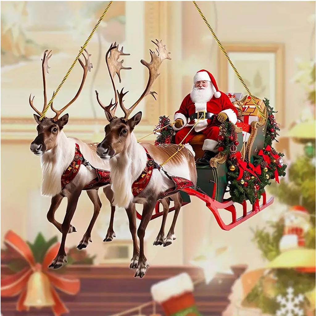 Christmas Decorations Acrylic Santa Reindeer Pendant Window Hangings Decorate Arts And Crafts Crystal Ornament Fast Shipping