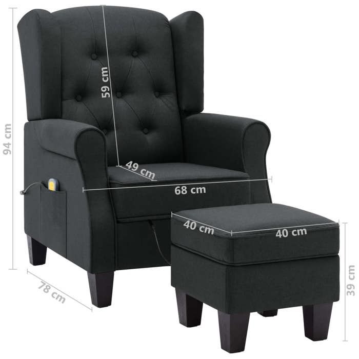 VidaXL Fauteuil de Massage avec Repose-pied Fauteuil de Relaxation Electrique Salon Salle de Séjour Maison Intérieur Gris 320162