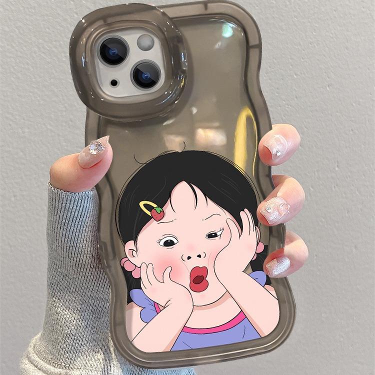 

Милая девушка с надутыми губами, подходит для 16promax Apple Phone Case 15 Прозрачный силикон 14 Мультфильм 13 Двойной кронштейн Xr Redmi K40/K40 Pro