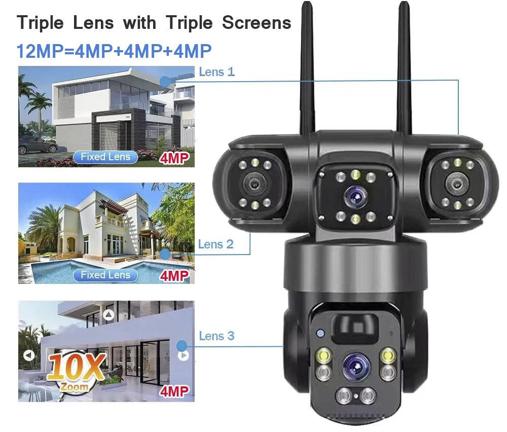 360° Triple-Lens Wireless Solar PTZ Camera with WiFi/4G