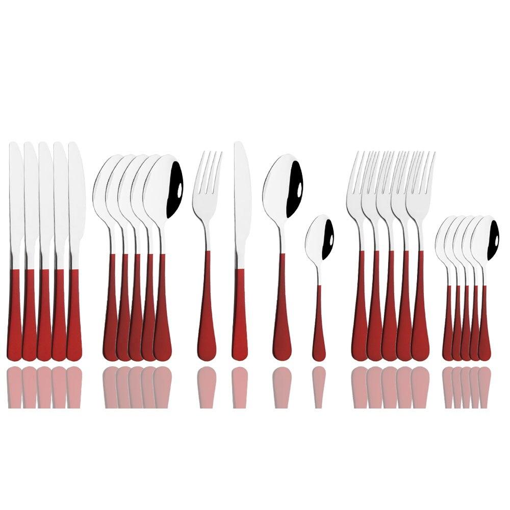 24Pcs Mirror Polished Blue Cutlery Set Stainless Steel Dinnerware Set Knife Fork Coffee Spoon Tableware Set Kitchen Dinner Silverware Set