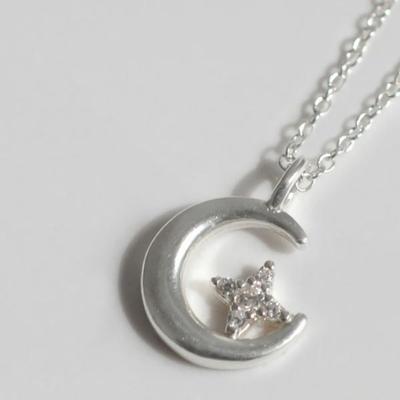 Women's Daily Accessory Sari Crescent Moon Star Necklace