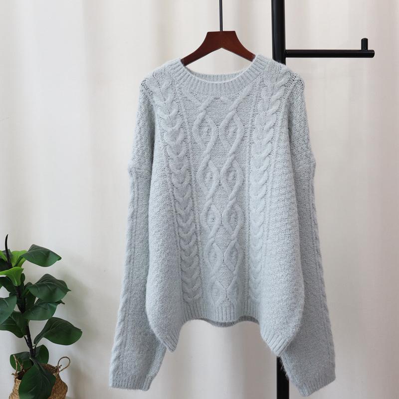 Thickened Twist Gentle Wind Knitted Sweater Top Autumn and Winter New Loose Soft Waxy Sweater Pullover Woman