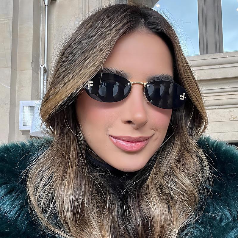 Luxusmarke Designer Randlose Sonnenbrille 2024 Neu Eingetroffen Retro Oval Metall Gafas De Sol Outdoor Sonnenschutz Urlaub UV400 #300371