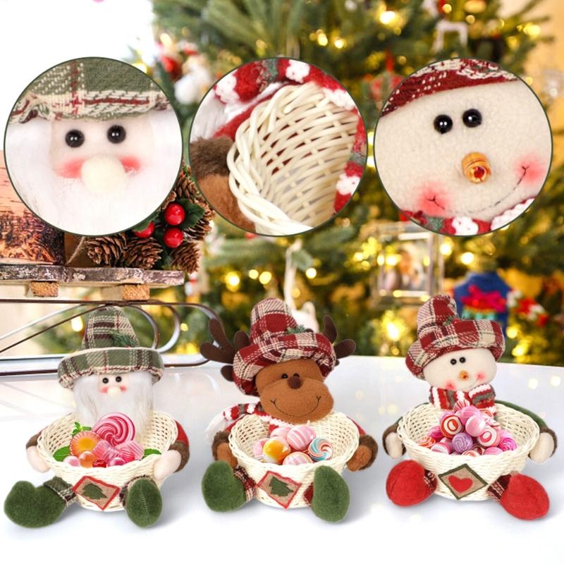 Efficient Cloth Candy Storage Basket With Santa Design Holiday Decors For Christmas Tree Accessories Organization