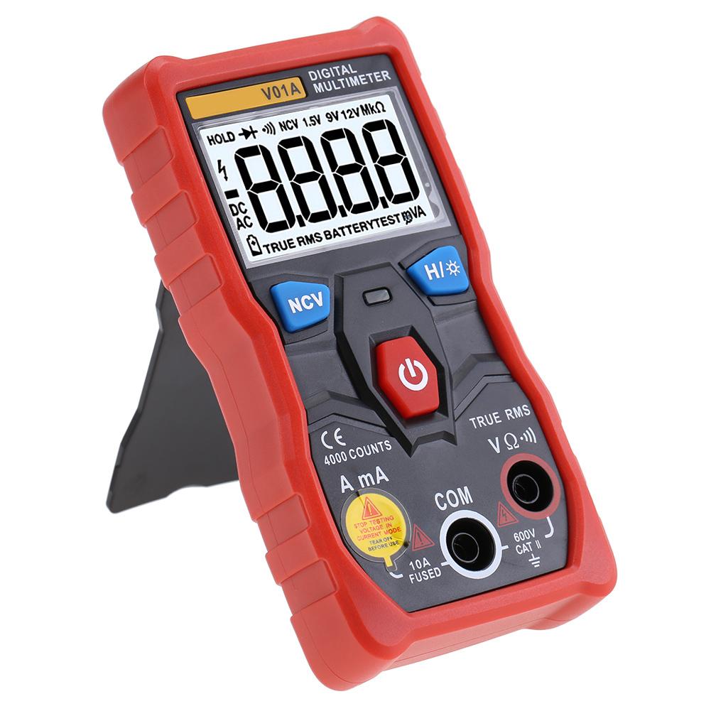 ANENG V01A Auto Range True RMS Digital Multimeter ACDC Current Voltage Ohm Tester (Red)