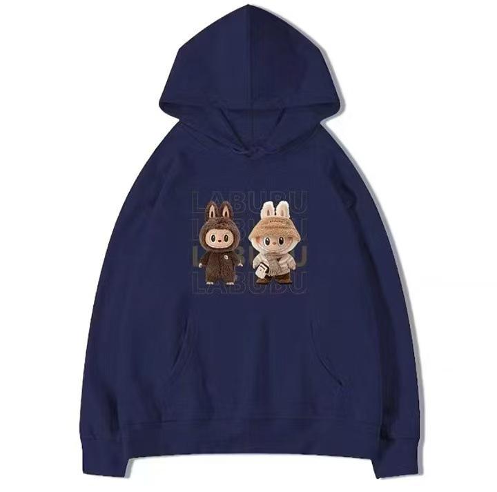 2024 Podzim Kreslená Roztomilá Labubu Dámská Mikina s Kapucí z Fleecu Plus Size