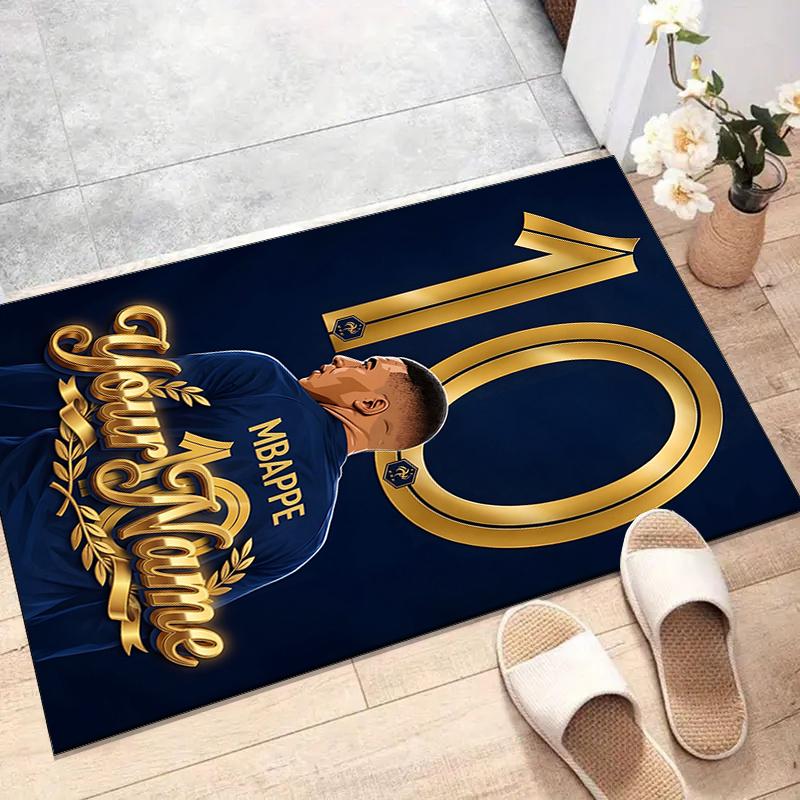 M-Mbappe Design Area Rug Personalized Name- Non-Slip, Soft & Cozy Floor Mat for Living Room, Office - Indoor/Outdoor Carpet