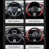Carbon Fiber Pattern Car Steering Wheel Cover Anti-Slip Massage Handle Interior Decoration Card Holder Auto Steering Covers