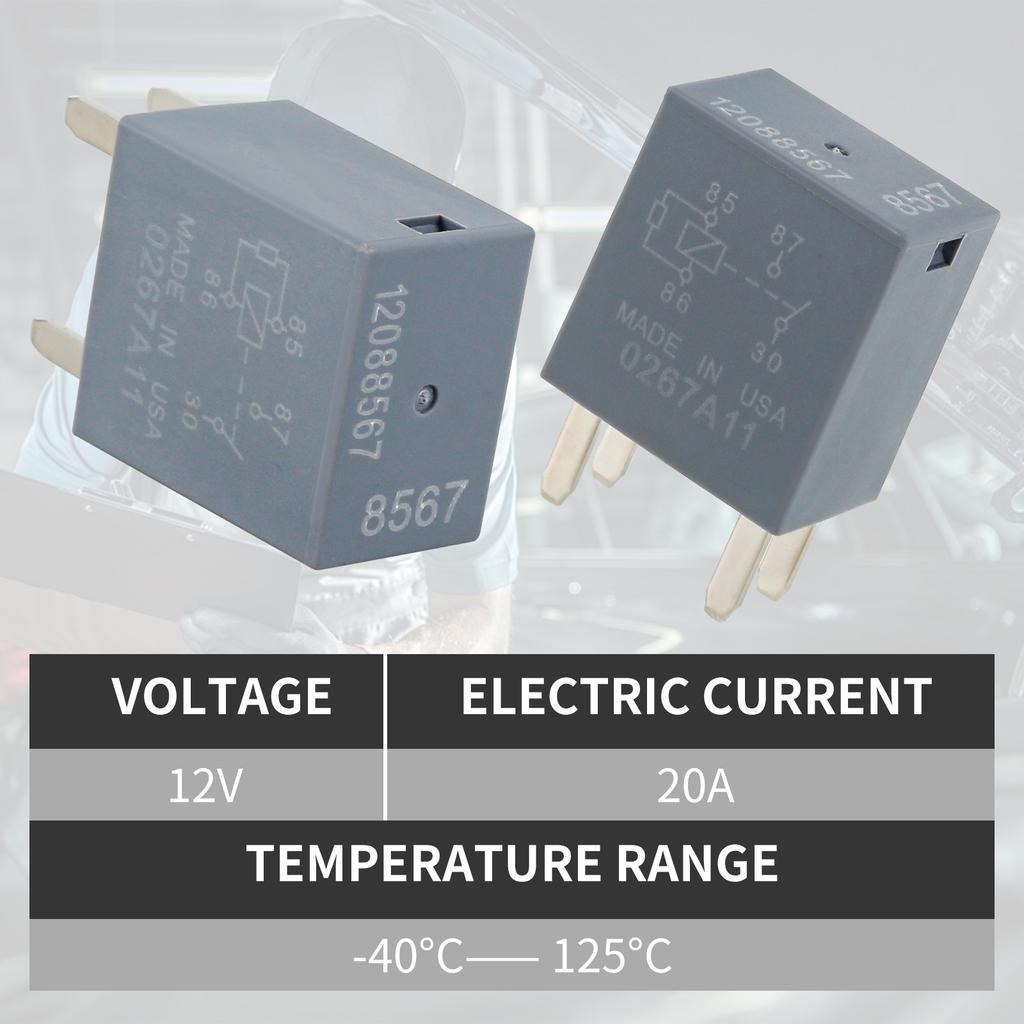 Kfz-Relais 12VDC 20A 4 Pins Autorelais Hochleistung Auto-Relais Steckertyp Relais für Auto Ersatzteilnummer 12088567