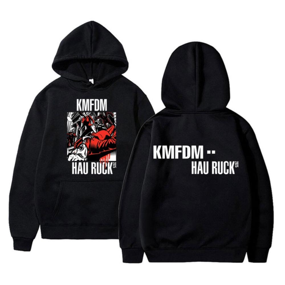 Felpa con cappuccio Rock Band Kmfdm Hau Ruck Uomo Donna Abbigliamento Vintage Gotico Punk Felpa Moda Uomo Casual Oversize Streetwear