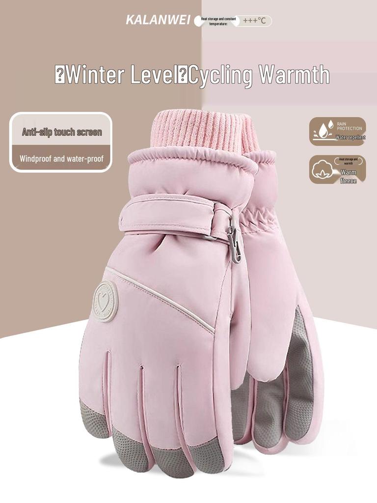 Women's Ski Gloves 2025: Velvet-Lined, Warm, Touchscreen Electric Bike Gloves for Autumn/Winter.