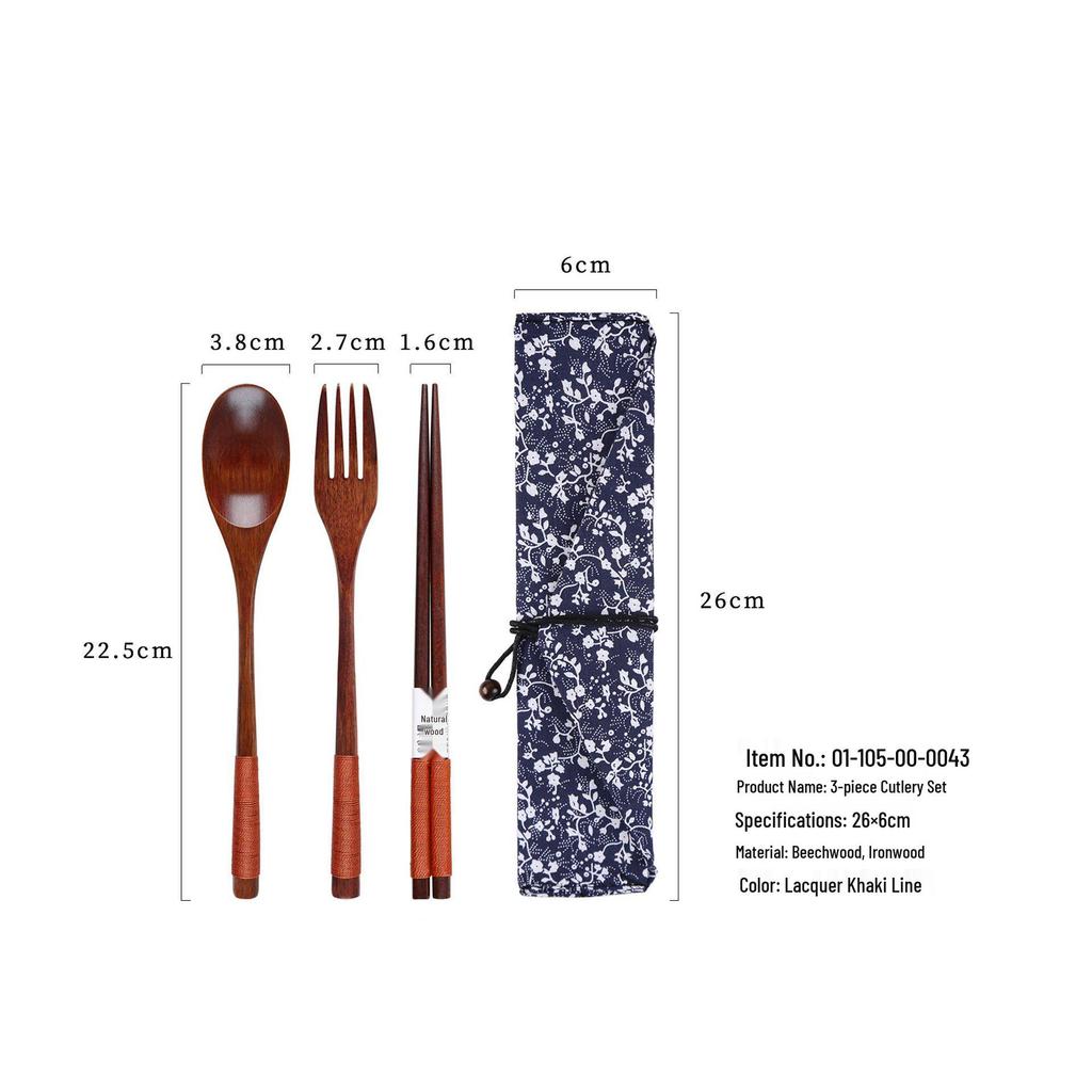 YFJY Holzbesteckset: Gravierbare Gabel, Löffel, Essstäbchen mit Stoffbeutel - Perfekt für Hochzeiten und den täglichen Gebrauch