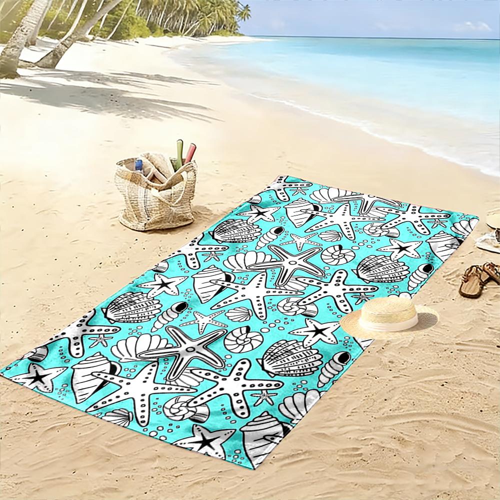 Starfish and Shell Pattern Beach Towel Beach towel quick-drying for travel outdoor sports jogging beach and swimming