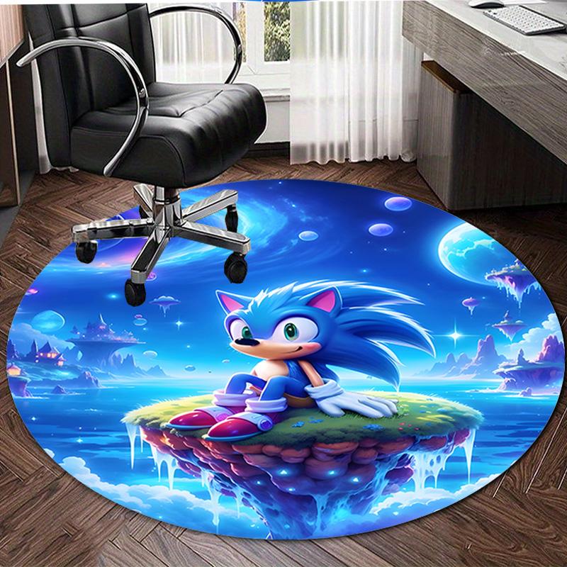 1pc Sonic4 Design Printed Area Round Carpet for Bedroom Living Room Home Decor Rugs Mat Non Slip Mat Rug for Bedside