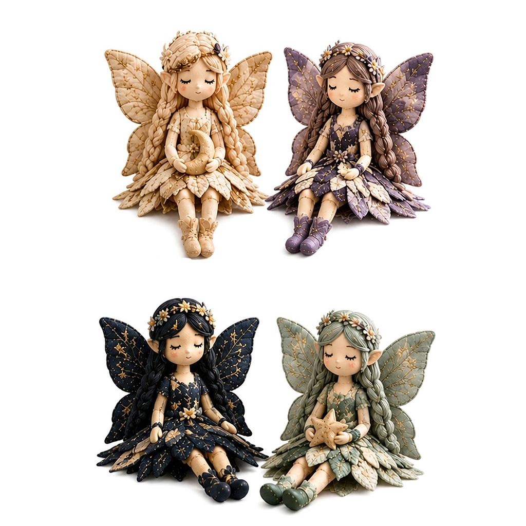 4Pcs Fairy Patchwork DIY Collection Handmade Make Winged Fairies Cloth Figurine Craft Decor & Handmade Present for Beginner