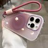 For Magsafe Gradient Hand Wrist Strap Case for iPhone 17 16 15 14 Pro Max 12 13 Magnetic Lanyard Color Contrast Shockproof Cover
