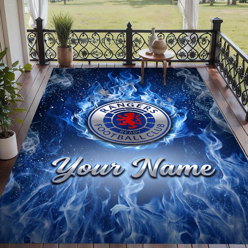 Custom Text Printed Rug Rangers FC Non Slip Floor Carpet For Home Room Decor