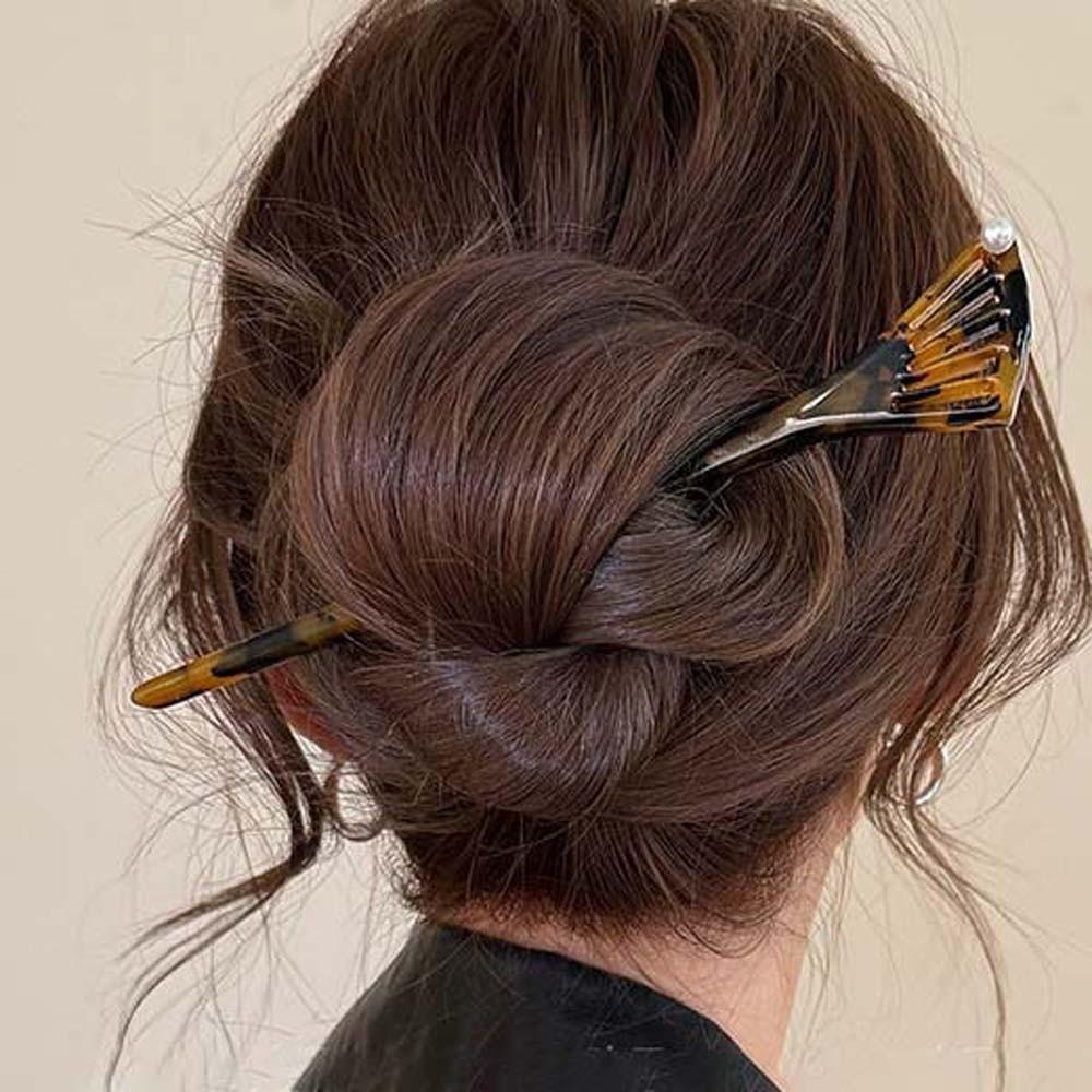 New Chinese Style Acetate Hair Forks Modern Hanfu Style Fan-Shaped Hair Pin  Hair Pin for Buns