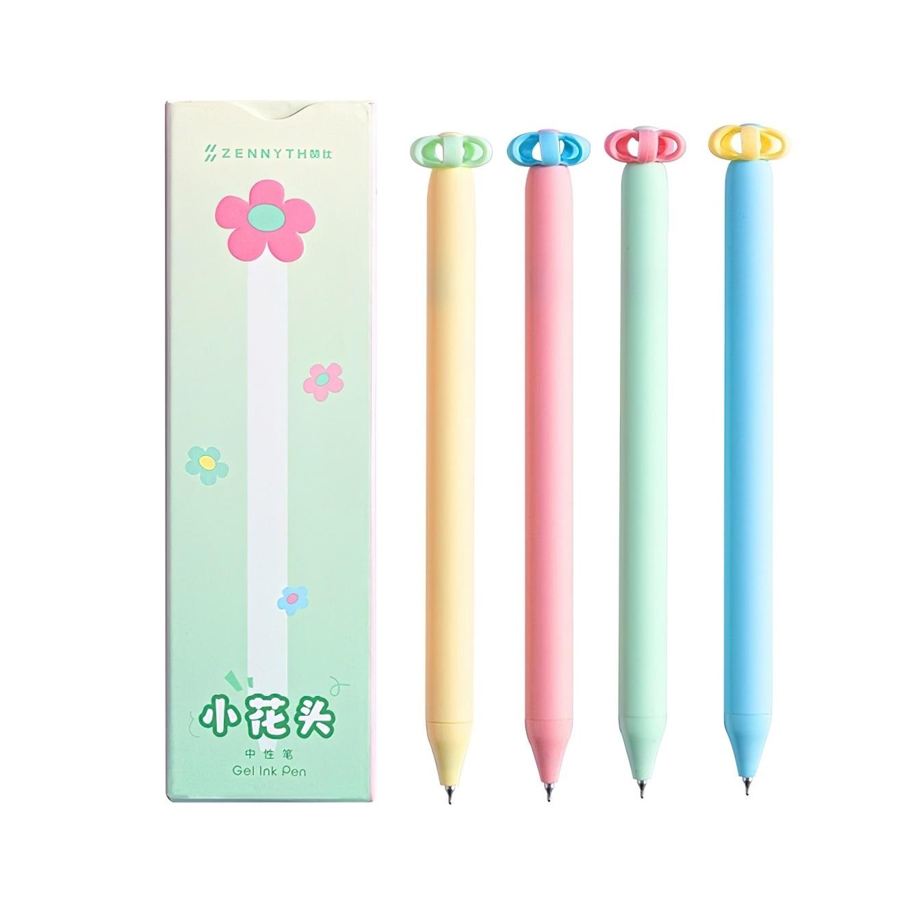 

4pcs Sakura Gel Ink Pens Set Cherry Blossom Flower Print 0.5mm Ballpoint Black Color Ink Quick Dry Smooth Writing