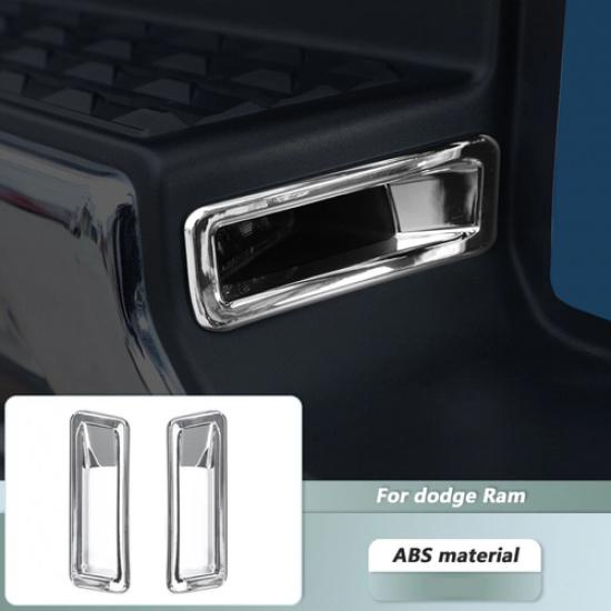 For Dodge Ram 1500 19-25 ABS Chrome Look Rear License Plate Lamp Cover Trim 2PCS