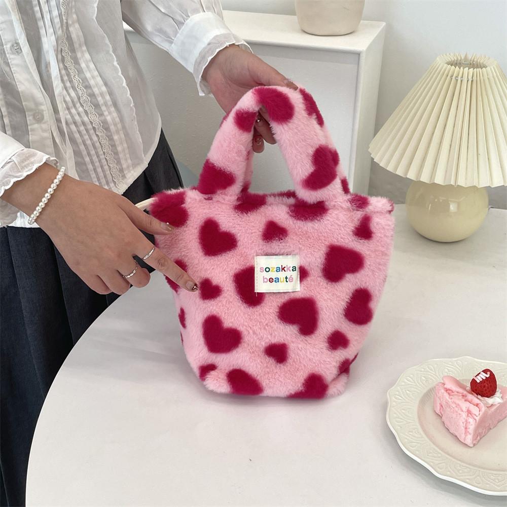Stylish Plush Tote Bag For Women With Chic Polka Dot Design Perfect For Work And Leisure