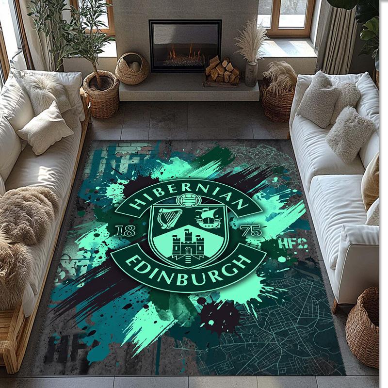 Tappeto Morbido per Pavimento Antiscivolo Hibernian FC Calcio Calcio Modello Tappeto per Interni Tappetino Decorazione Sportiva per Camera da Letto