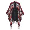 Scottish Classic Plaid Tassel Thick Warm Split Shawl Cape