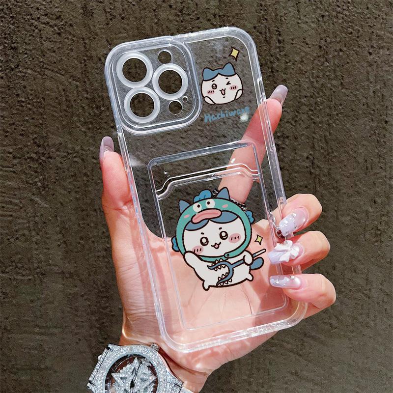 Card Slot Holder Silicone Wallet Pocket Case For Xiaomi Redmi Note 12 13 Reno 12F 13F 14F Samsung S23 S24 S25 Infinix Note 30 Cover Clear Phone Bumper