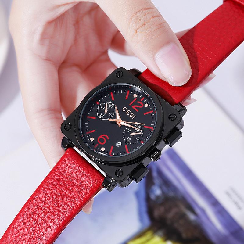 Fashion Large Dial Ladies Multifunctional Calendar Belt Quartz Watch
