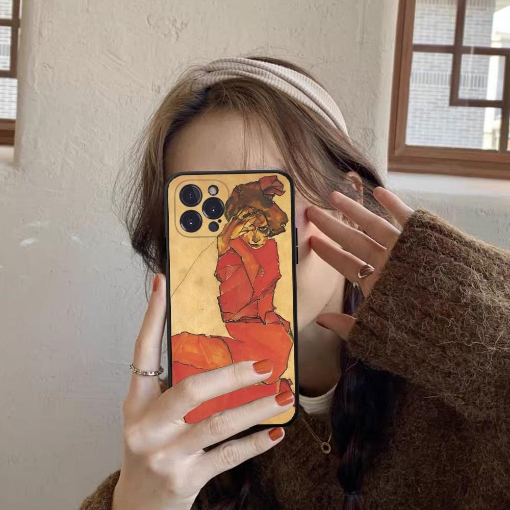 Egon Schiele Phone Case For iPhone 14 11 12 13 Mini Pro Max 8 7 6 6S Plus X SE 2020 XR XS Funda Case