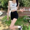 Summer 2024 Women's Black High-Waist Slim Denim Shorts, Korean Edition