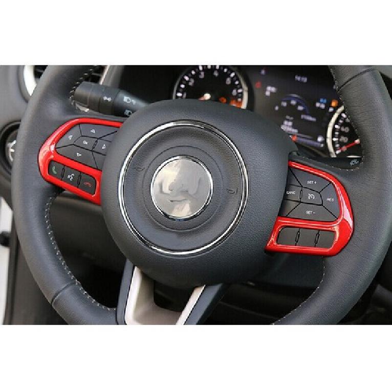 For Jeep Renegade 15-2023 Fiery Red Steering Wheel Button Control Frame Trim 2PC