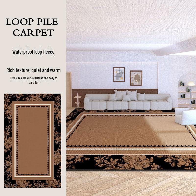 Premium Retro Non-Slip Loop Pile Carpet for Living Room, Bedroom, Sofa, and Coffee Table - Dirt-Resistant and Durable.