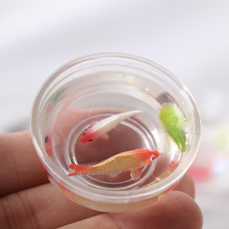Mini Fish Tank DIY Resin Transparent Goldfish Tanks Handmade Miniature Decor