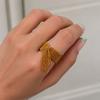 Kunjoe Fashion Stainless Steel Long Tassel Chain Open Rings For Women Charm Hip Hop Geometric 18K Gold Plated Wide Ring Jewelry