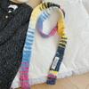 Rainbow Color Long Narrow Scarves Imitation Cashmere Striped Knitted Shawl Y2K Scarf  Ladies