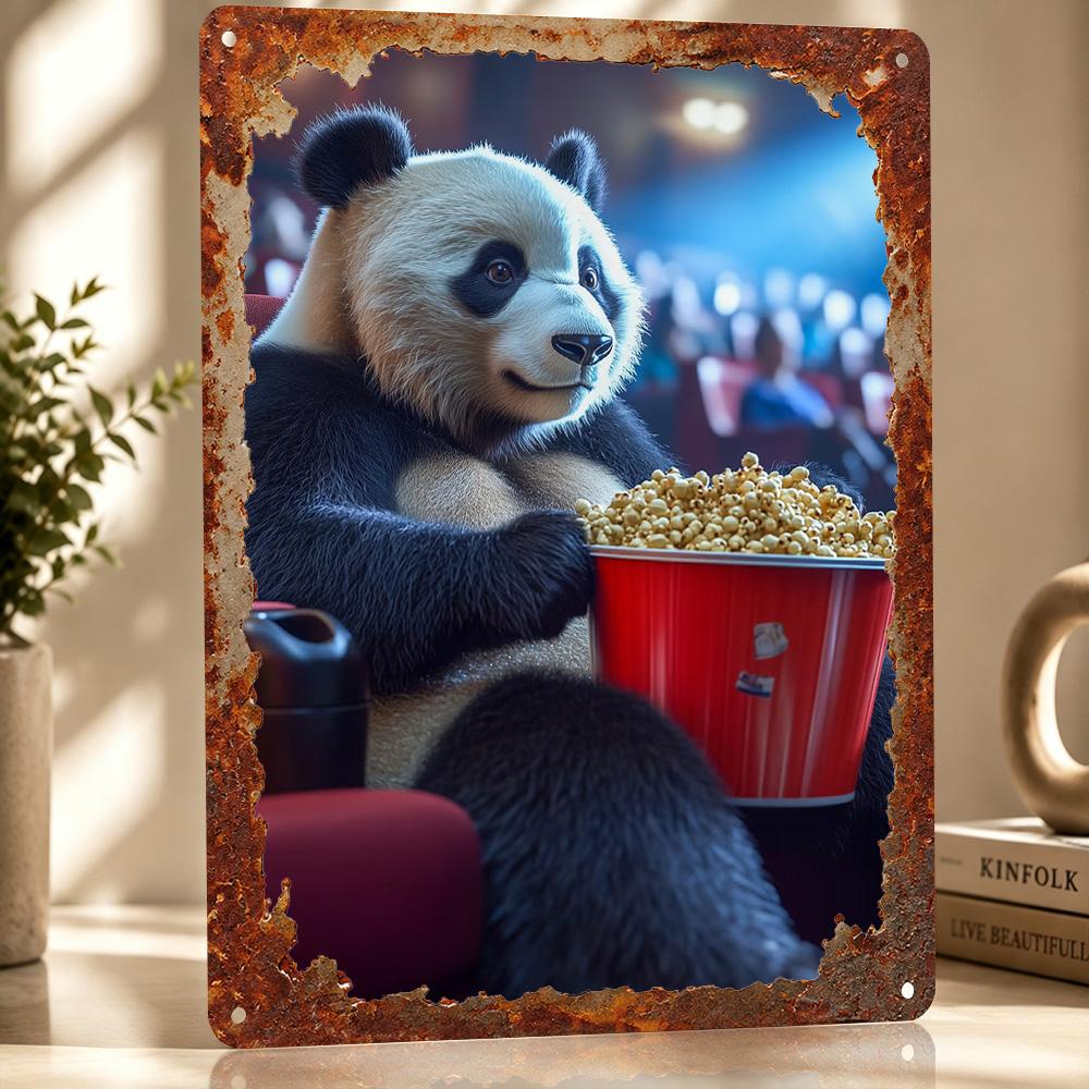 Panda At the Movies D Printed Texture Poster Personalized Wall Art Retro Metal Tin Signs for Home Decor Accessories Wand Deko