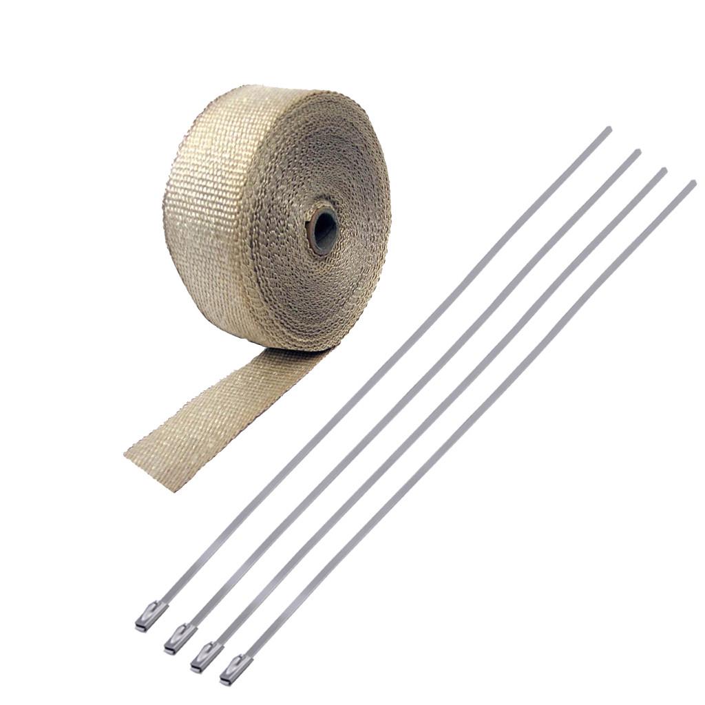 5m Roll Fiberglass Exhaust Header Pipe Heat Wrap Insulation Shield Tape