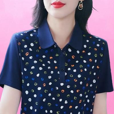 T-shirt casual a manica corta con colletto da donna, taglia grande, vestibilità larga e slim, per l'estate