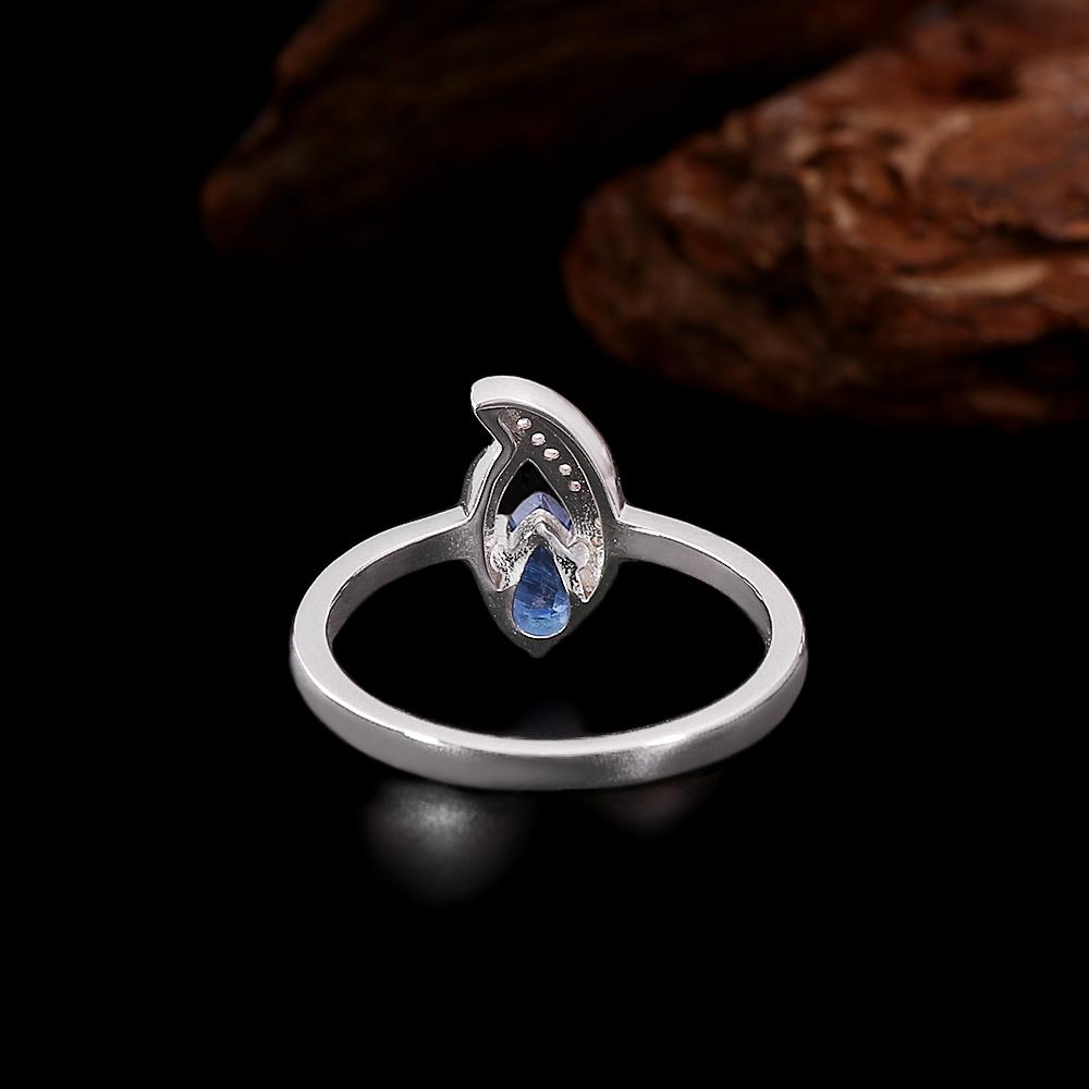 Gorgeous Natural Pear Kyanite Ring Earrings Necklace Set 925 Sterling Silver Real Gemstone Fine Jewelry for Women's Banquet Gift