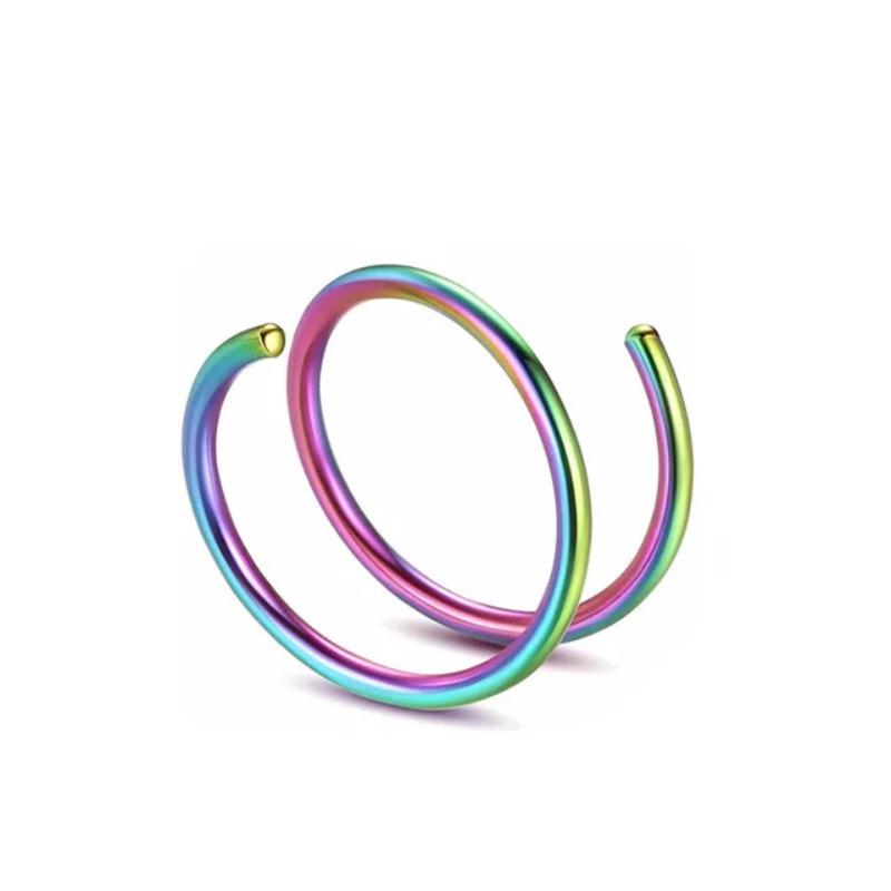 1pc Acier Inoxydable Double Anneau de Nez Spirale Piercing Septum Cartilage Boucles d'Oreilles Anneau Tragus Hélix pour Femmes Bijoux Narine