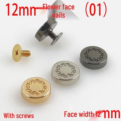 12MM Flower Face Zinc Alloy Screw Foot Nail for Bags & Accessories