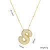Elegante Collana con Ciondolo Alfabeto in Oro 18 Carati Placcato Zircone