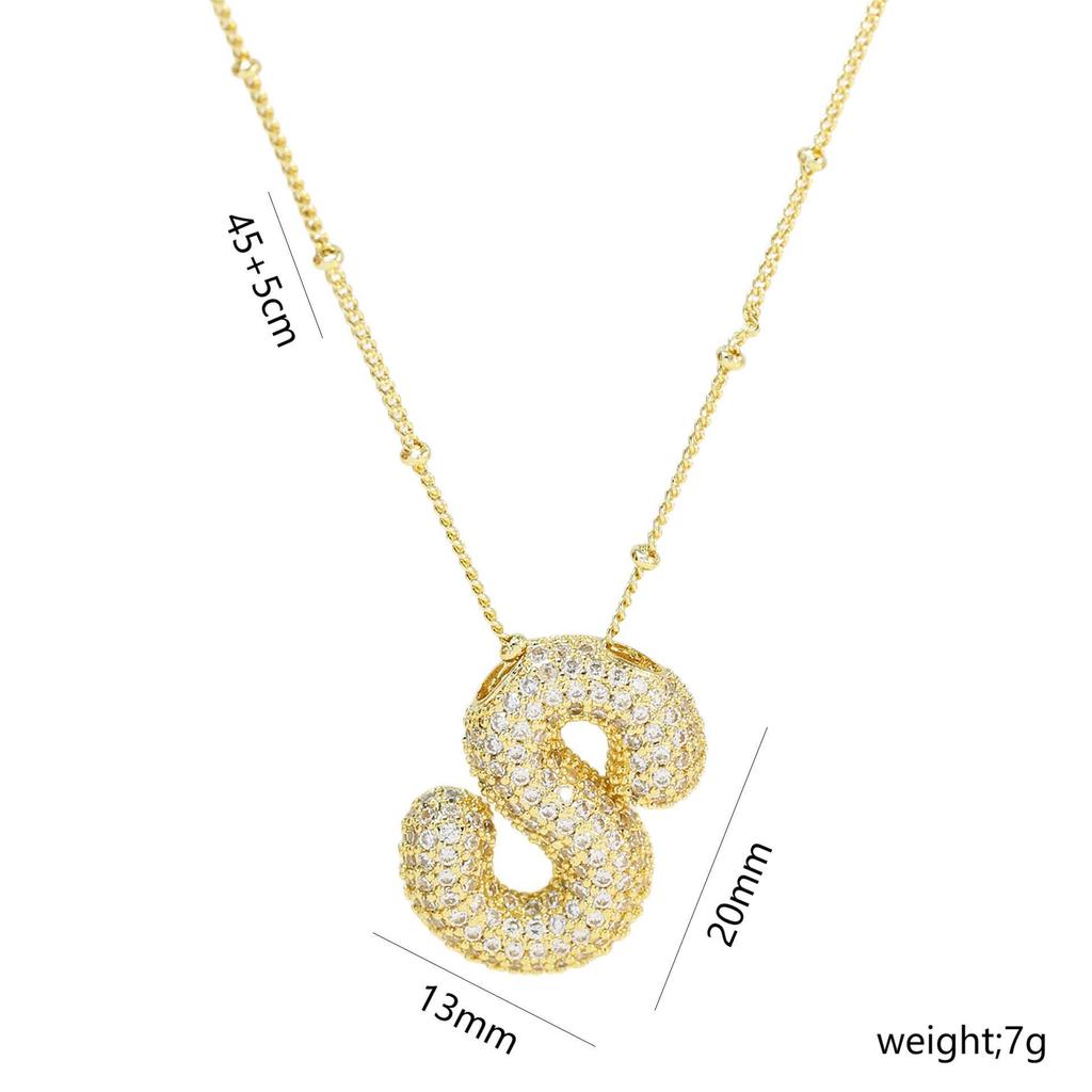 Elegante Collana con Ciondolo Alfabeto in Oro 18 Carati Placcato Zircone