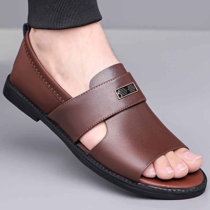 Fashion Fashion Men's Sandals High Quality Cowhide Leather Sandals Summer Peep Toe Beach Sandals for Men Outdoor Casual Sport Sandalias