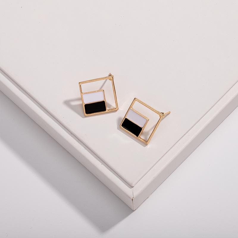 Korean Geometric Enamel Drop Earrings - Fashionable, Versatile, and Trendy Street Style for Women