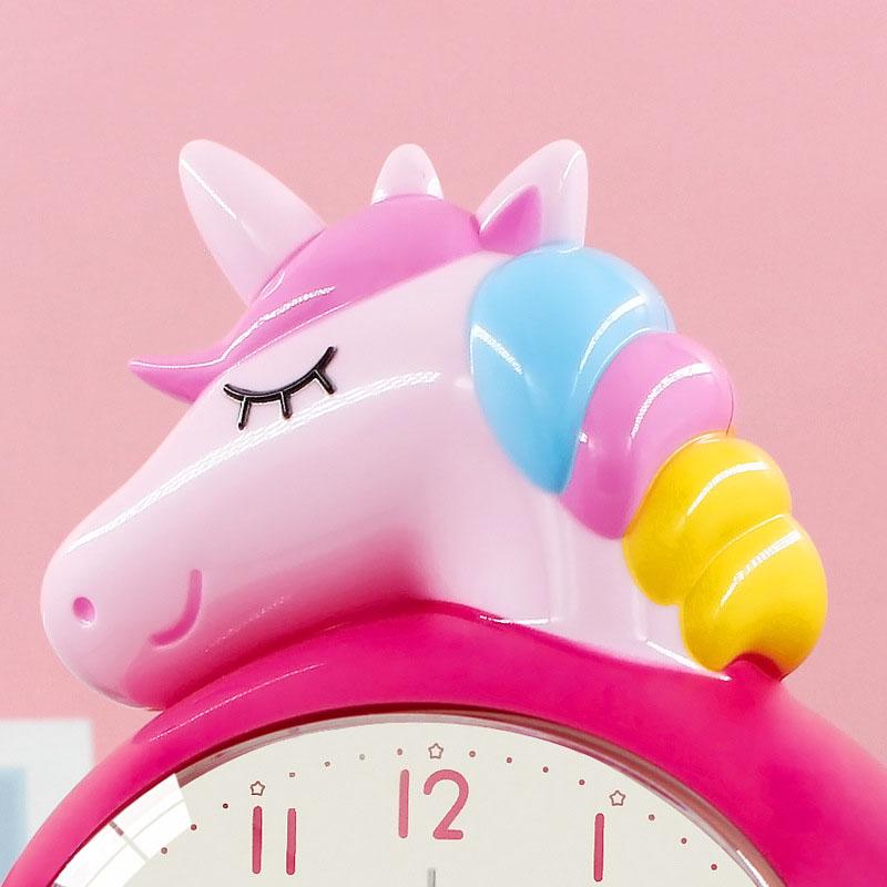 Children's Cartoon Alarm Clock, Creative Digital Rainbow Unicorn Clock, Student Gift, Dual Music and Snooze Night Light